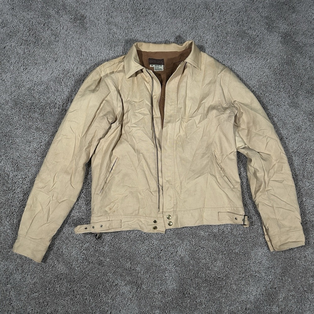 Faded Glory Vintage Canvas Work Jacket Mens Medium Tan Beige Bomber Streetwear